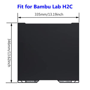 for H2C Cold Build Plate No Heating No Glue Double Sided PEI Textured Cool Printing Bed Sheet 335x346.5mm 3D Printer Flexible Removable Spring Steel Heated Platform Mat for Bambu Lab H2C