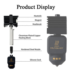 4 Pack P2S 0.2MM 0.4MM 0.6MM 0.8MM Hotend for Bambu P2S/H2S/H2D/H2C/A1/A1 Mini Combo Print Head Hot End Kit Extruder Removable Hardened Steel Nozzle Silicone Cover for Bambu Lab 3D Printer