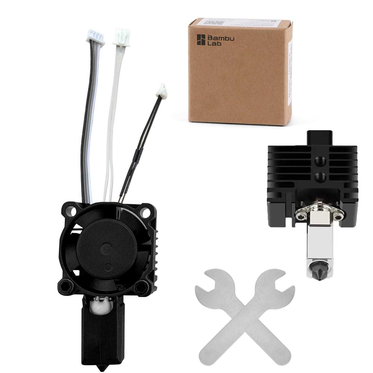 Original Bambuu Lab X1C, X1E Hotend Complete Kit All-in-one Hardened Steel 0.4mm Nozzle, Cooling Fan&Heating Block for X1 Series 3D Printer Extruder Heating Block Replacement