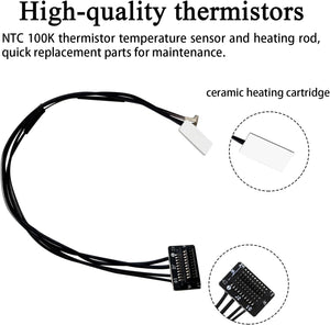 P2S Heating Assembly Kit Ceramic Zirconia Heat Insulation Block Heating Component with Heater Cartridge and Thermistor Temperature Sensor Heat-Insulating Base Clip for Bambu Lab 3D Printer