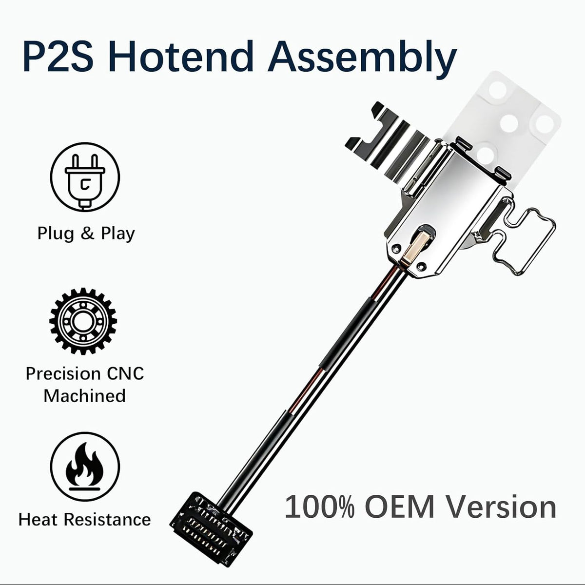 Original P2S Hotend Heating Assembly Kit for Bambu Lab P2S 3D Printers, P2S Hotend Heating Component Quick-Change with Heater Cartridge & Thermistor, Base Clip 3D Printer P2S Accessories
