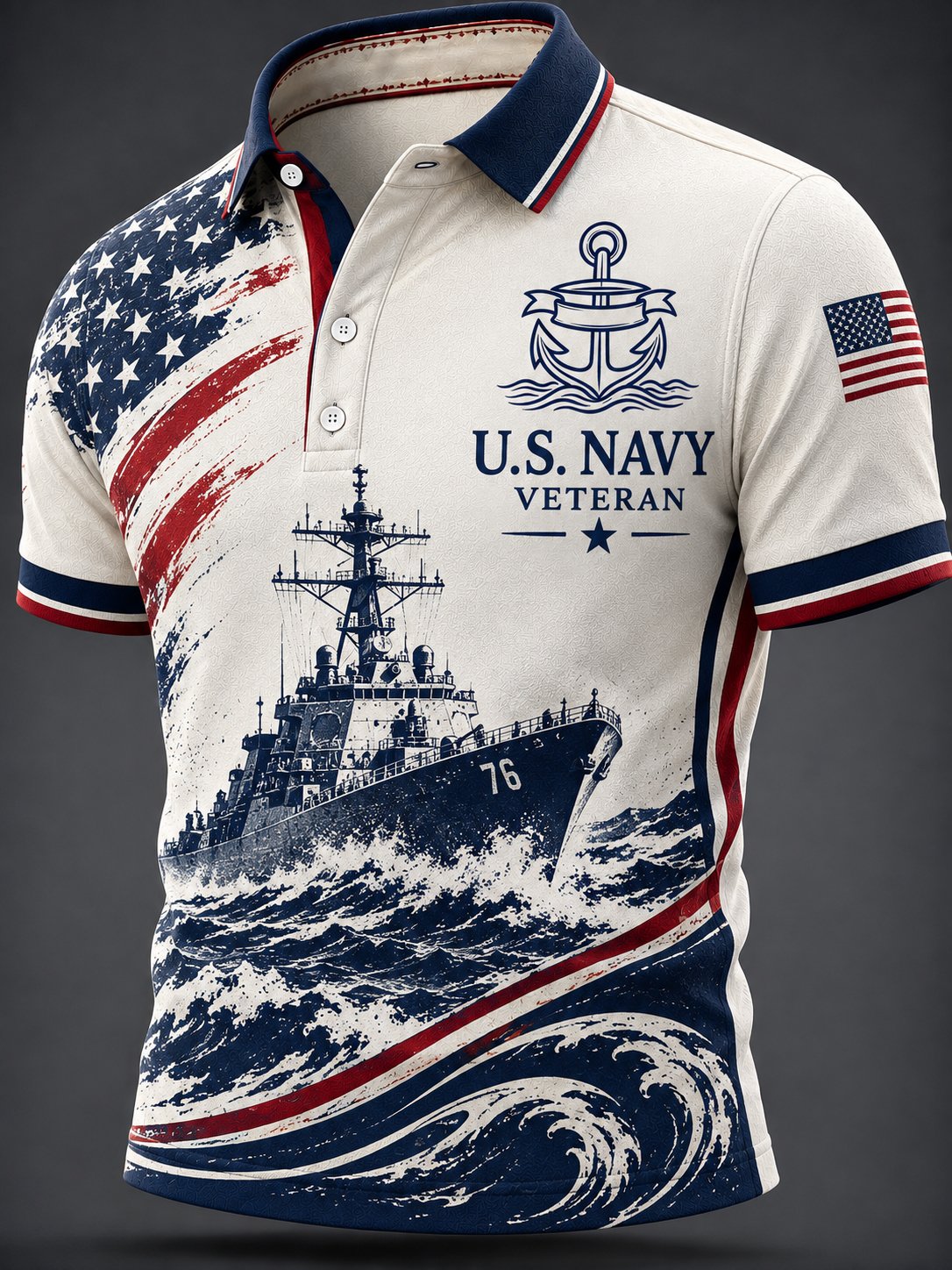 Men's Retro Art Print Polo Shirt