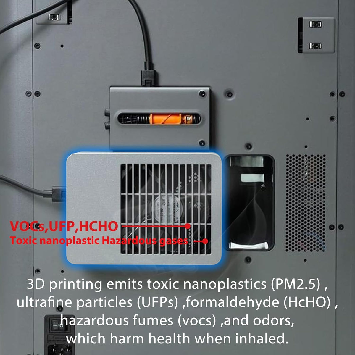 Original Bamboo P2S External Exhaust Fan Kit with Filter for Bambu Lab P2S 3D Printer, Active Airflow Exhaust Ventilation Upgrade - Reduce VOC & Fumes, Improve Filtration & Print Environment