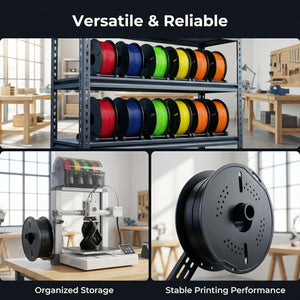 Reusable 3D Printer Filament Spool, Black, Heat Resistant Up to 90°C, Compatible with Bambu Lab A1/A1 Mini/X1/X1C/X1E/X2C/P1P/P1S/P2S/H2 Series