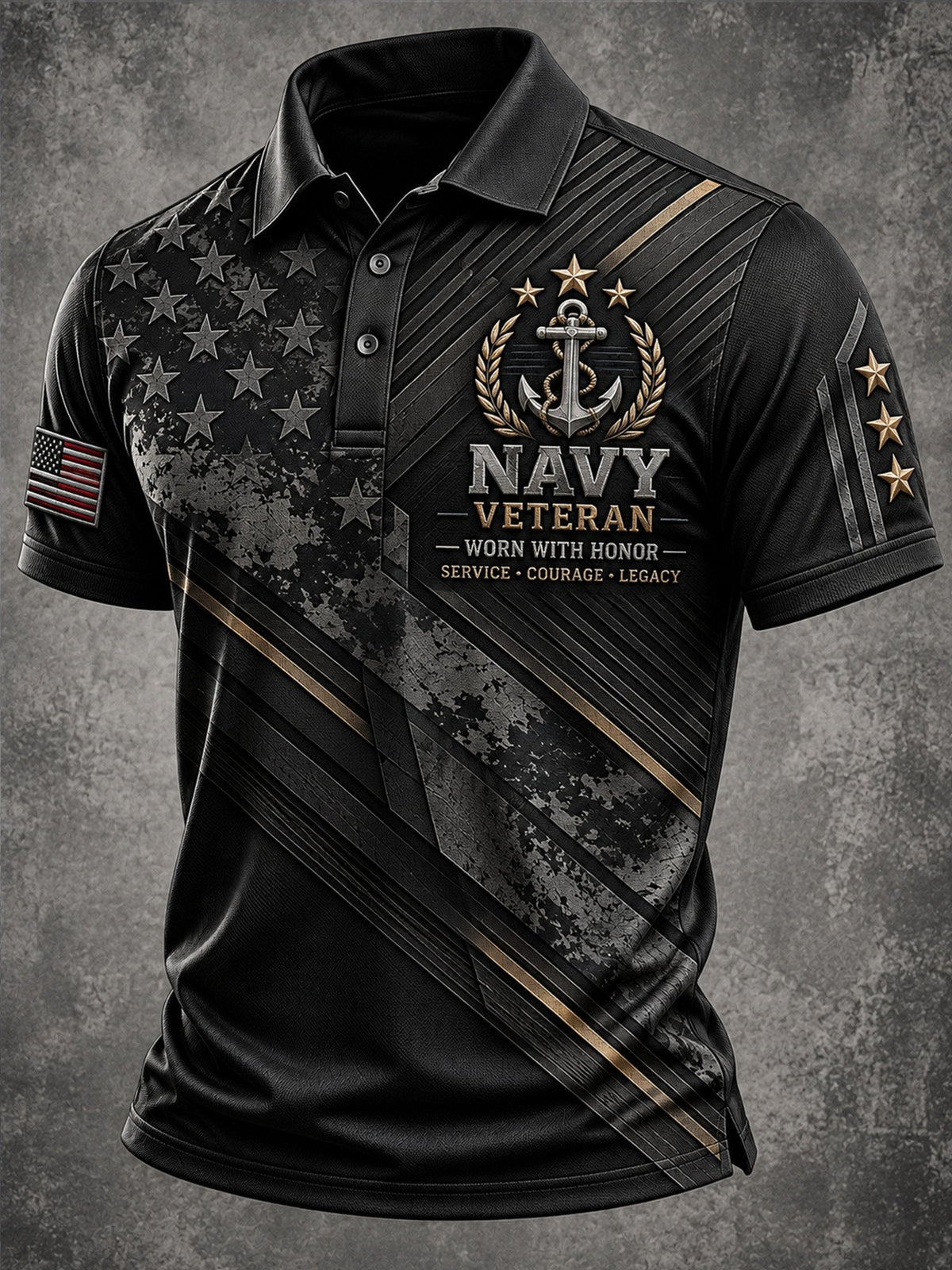 Men's Veteran Print Polo Shirt