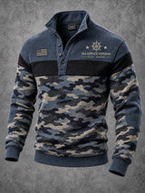 Men's Navy Veteran Print Casual Sweatshirt