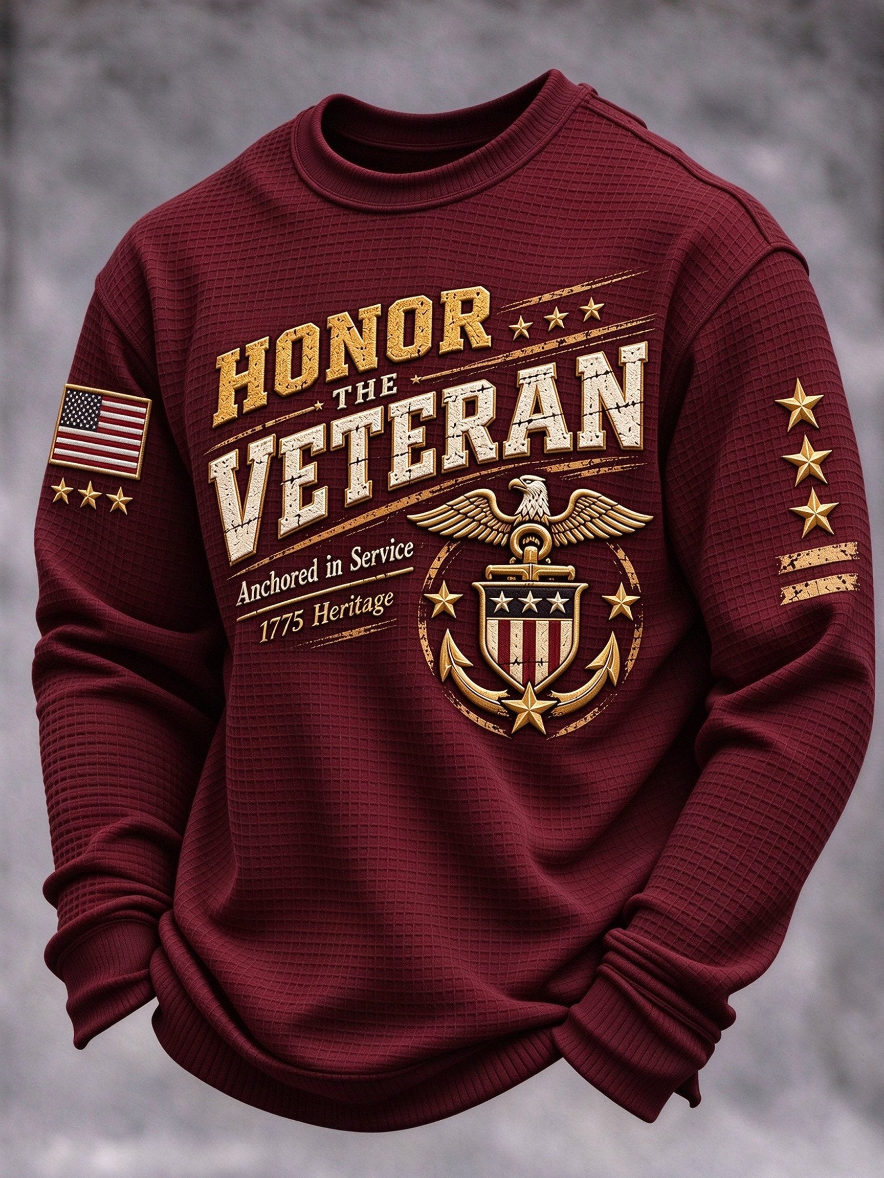 Men's Veteran-Print Casual Sweatshirt