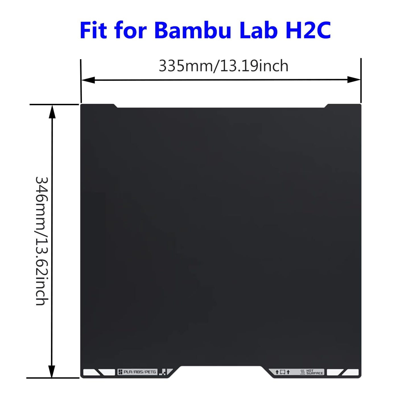 for H2C Cold Build Plate No Heating No Glue Double Sided PEI Textured Cool Printing Bed Sheet 335x346.5mm 3D Printer Flexible Removable Spring Steel Heated Platform Mat for Bambu Lab H2C