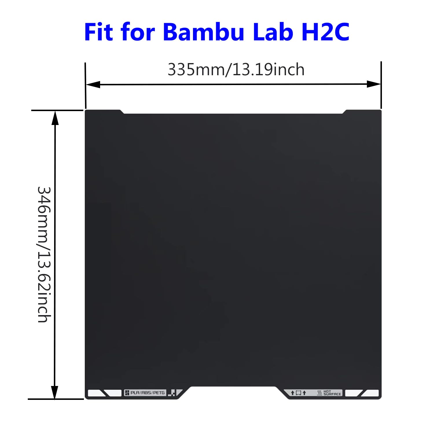 for H2C Cold Build Plate No Heating No Glue Double Sided PEI Textured Cool Printing Bed Sheet 335x346.5mm 3D Printer Flexible Removable Spring Steel Heated Platform Mat for Bambu Lab H2C