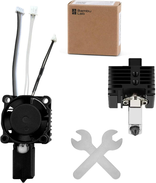 Original Bambuu Lab X1C, X1E Hotend Complete Kit All-in-one Hardened Steel 0.4mm Nozzle, Cooling Fan&Heating Block for X1 Series 3D Printer Extruder Heating Block Replacement