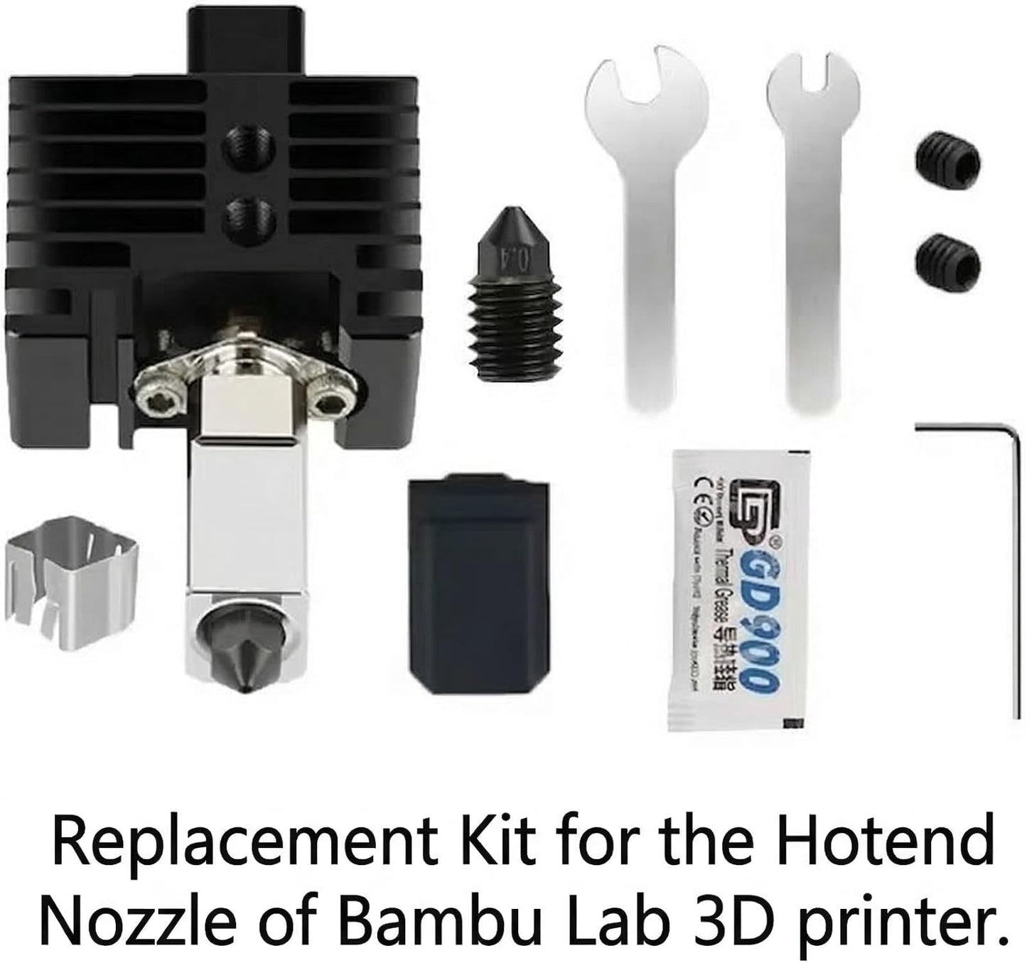 Original Bambuu Lab X1C, X1E Hotend Complete Kit All-in-one Hardened Steel 0.4mm Nozzle, Cooling Fan&Heating Block for X1 Series 3D Printer Extruder Heating Block Replacement