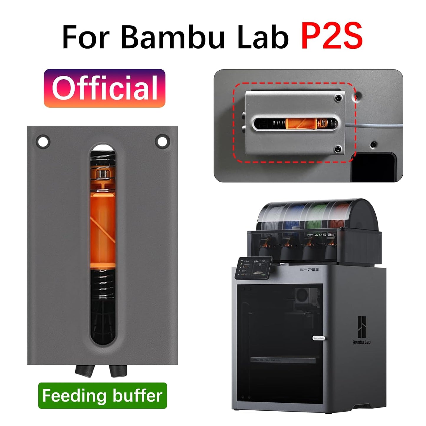 Original Bamboo P2S Feed Buffer, Filament Buffer Replacement for Bambu Lab P2S 3D Printer Accessories,Reduces Tension Fluctuations During The Feeding Process, Ensures Smooth Filament Feeding