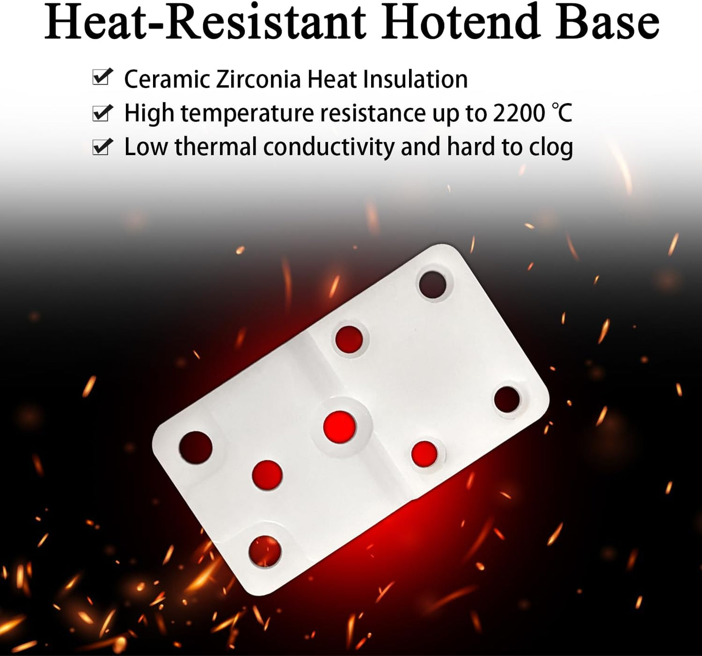 P2S Heating Assembly Kit Ceramic Zirconia Heat Insulation Block Heating Component with Heater Cartridge and Thermistor Temperature Sensor Heat-Insulating Base Clip for Bambu Lab 3D Printer