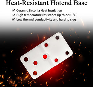 P2S Heating Assembly Kit Ceramic Zirconia Heat Insulation Block Heating Component with Heater Cartridge and Thermistor Temperature Sensor Heat-Insulating Base Clip for Bambu Lab 3D Printer