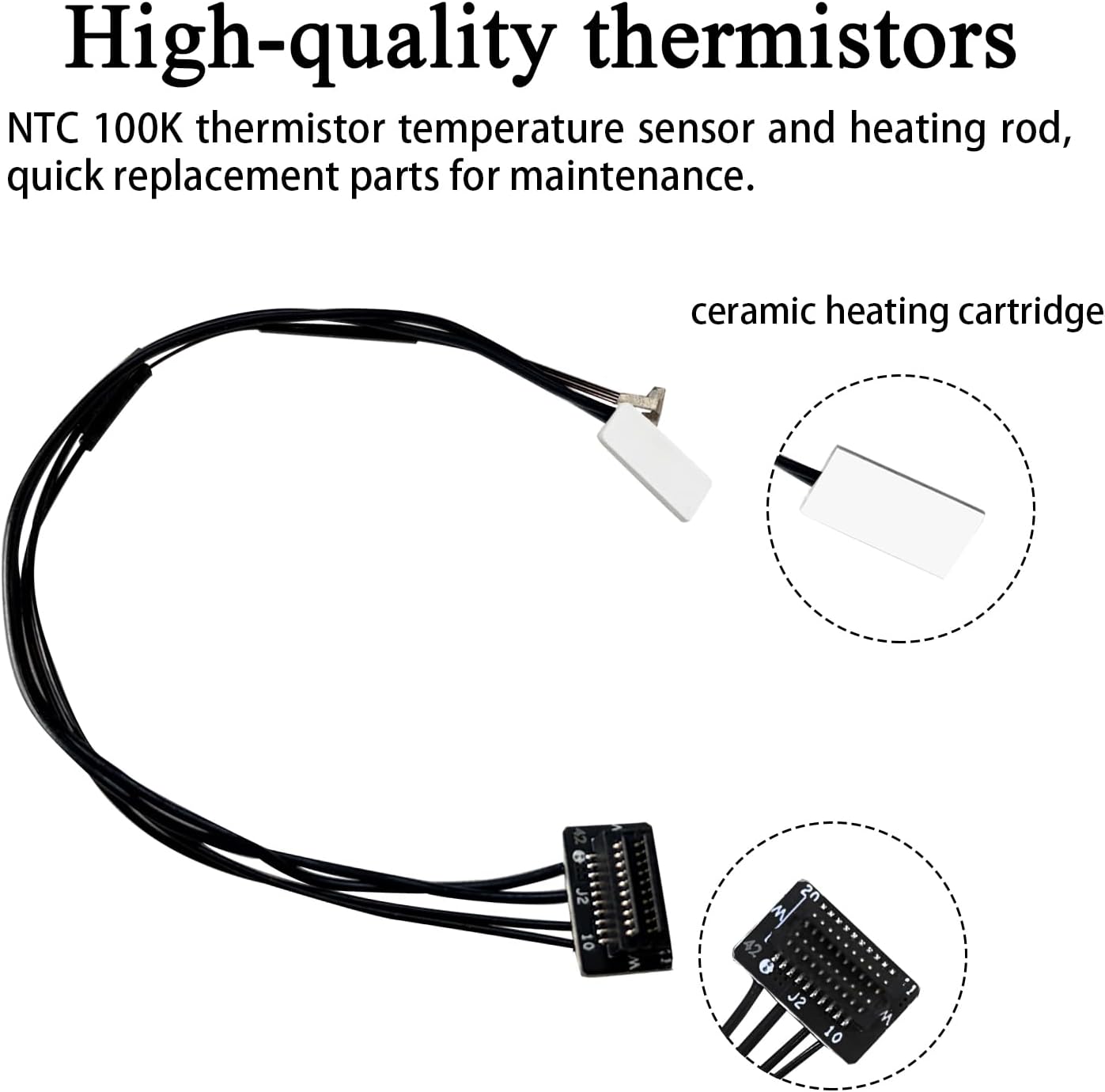 P2S Heating Assembly Kit Ceramic Zirconia Heat Insulation Block Heating Component with Heater Cartridge and Thermistor Temperature Sensor Heat-Insulating Base Clip for Bambu Lab 3D Printer