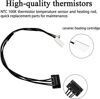 P2S Heating Assembly Kit Ceramic Zirconia Heat Insulation Block Heating Component with Heater Cartridge and Thermistor Temperature Sensor Heat-Insulating Base Clip for Bambu Lab 3D Printer