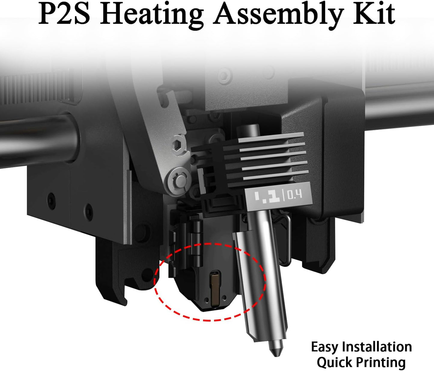 P2S Heating Assembly Kit Ceramic Zirconia Heat Insulation Block Heating Component with Heater Cartridge and Thermistor Temperature Sensor Heat-Insulating Base Clip for Bambu Lab 3D Printer