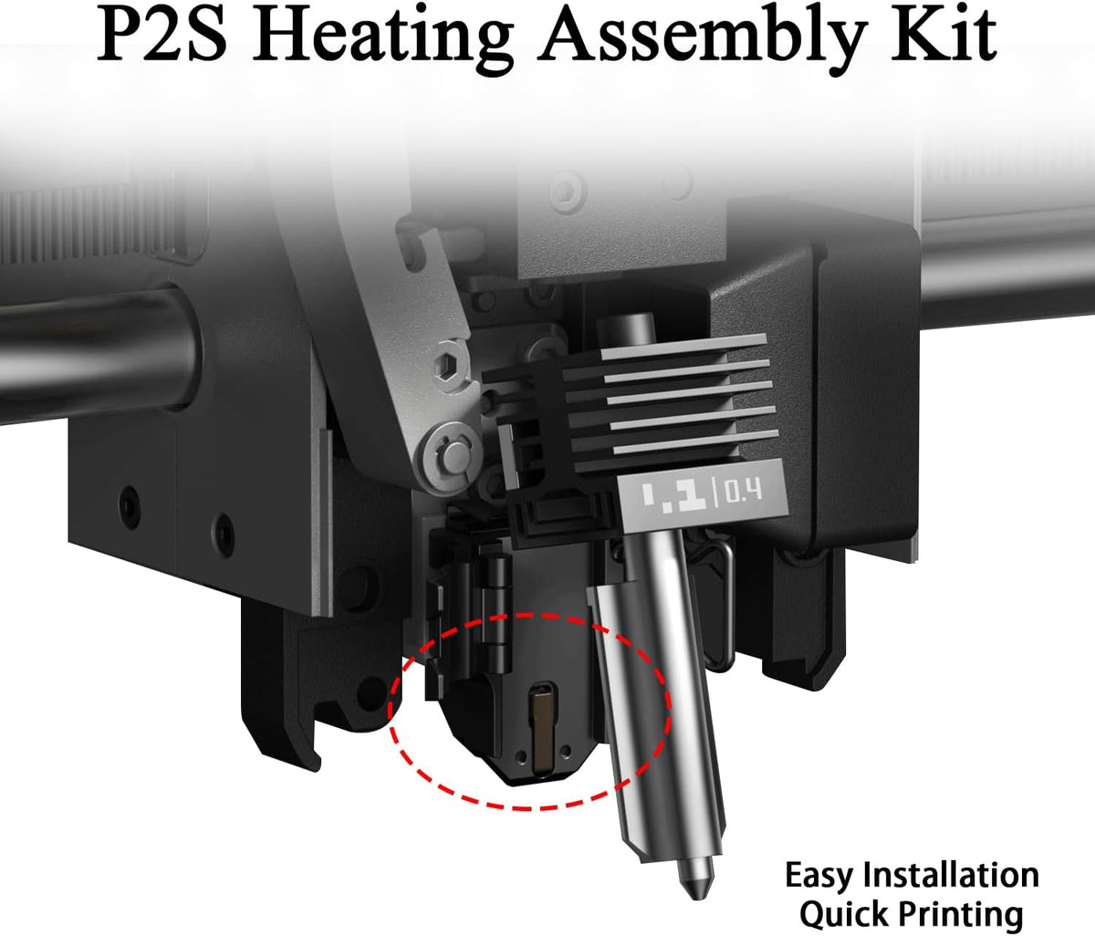 P2S Heating Assembly Kit Ceramic Zirconia Heat Insulation Block Heating Component with Heater Cartridge and Thermistor Temperature Sensor Heat-Insulating Base Clip for Bambu Lab 3D Printer