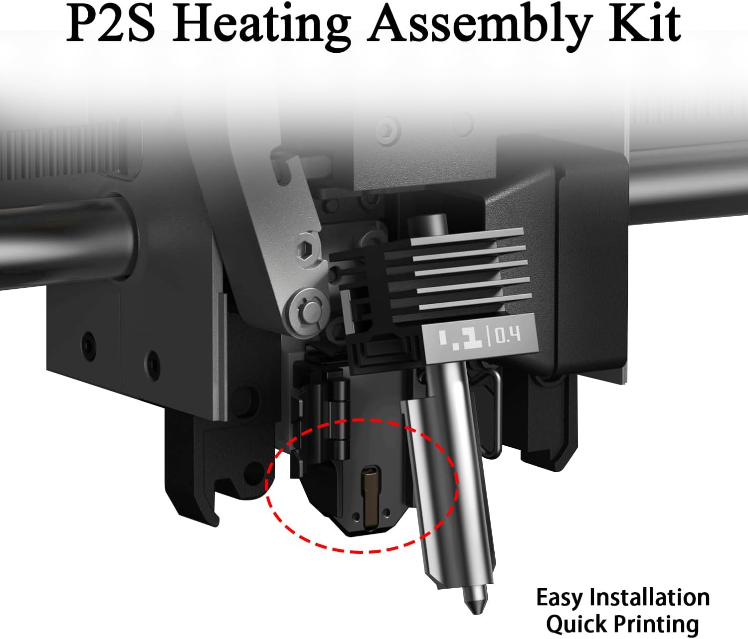 P2S Heating Assembly Kit Ceramic Zirconia Heat Insulation Block Heating Component with Heater Cartridge and Thermistor Temperature Sensor Heat-Insulating Base Clip for Bambu Lab 3D Printer