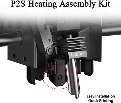 P2S Heating Assembly Kit Ceramic Zirconia Heat Insulation Block Heating Component with Heater Cartridge and Thermistor Temperature Sensor Heat-Insulating Base Clip for Bambu Lab 3D Printer