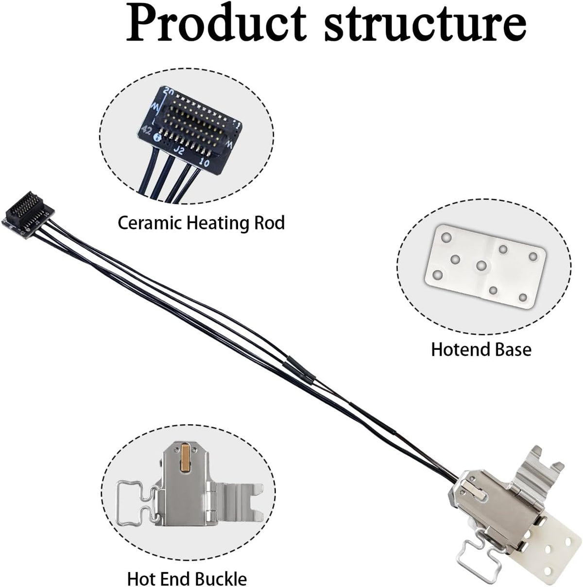 P2S Heating Assembly Kit Ceramic Zirconia Heat Insulation Block Heating Component with Heater Cartridge and Thermistor Temperature Sensor Heat-Insulating Base Clip for Bambu Lab 3D Printer