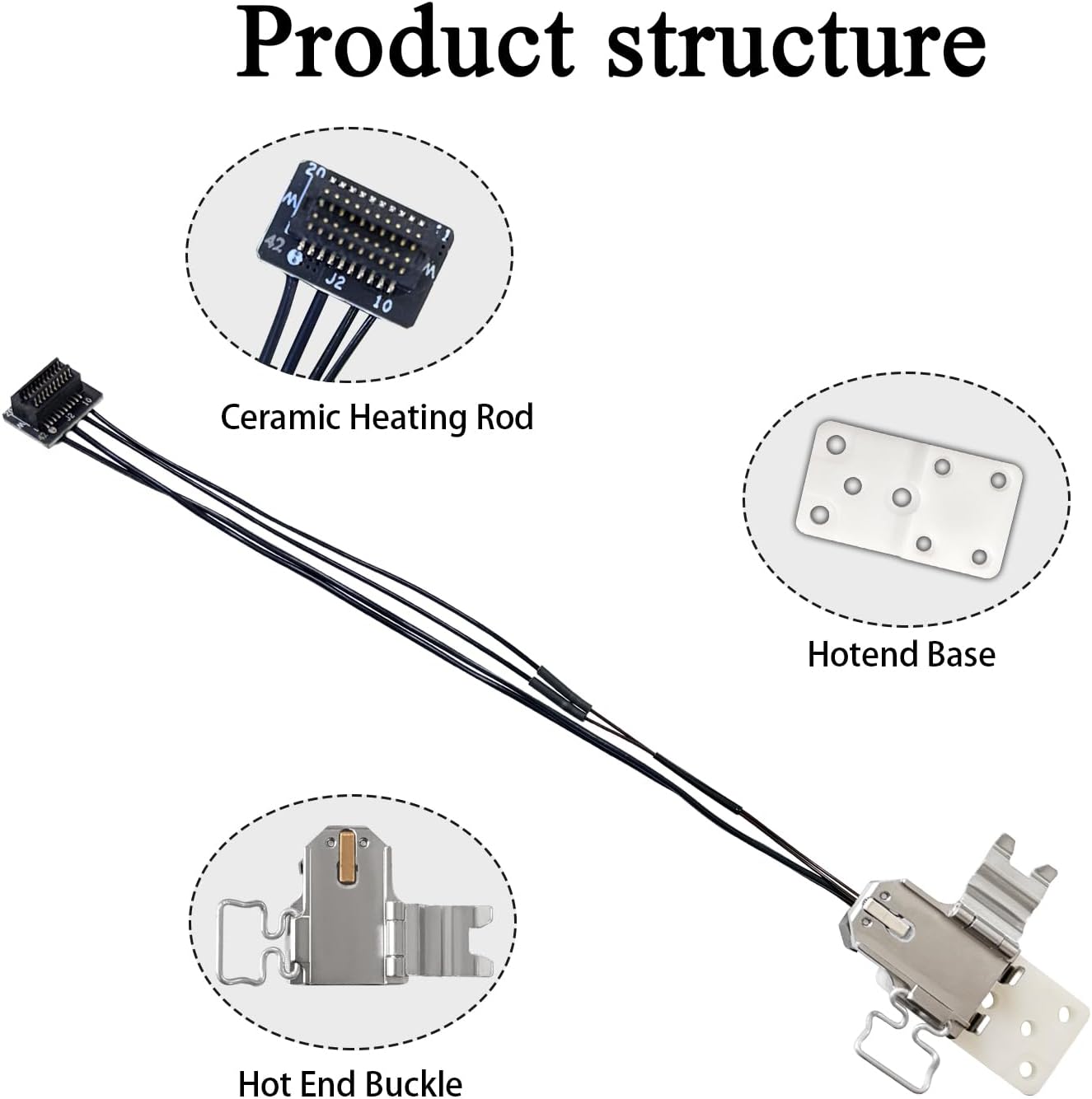 P2S Heating Assembly Kit Ceramic Zirconia Heat Insulation Block Heating Component with Heater Cartridge and Thermistor Temperature Sensor Heat-Insulating Base Clip for Bambu Lab 3D Printer