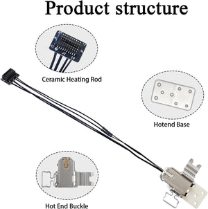P2S Heating Assembly Kit Ceramic Zirconia Heat Insulation Block Heating Component with Heater Cartridge and Thermistor Temperature Sensor Heat-Insulating Base Clip for Bambu Lab 3D Printer