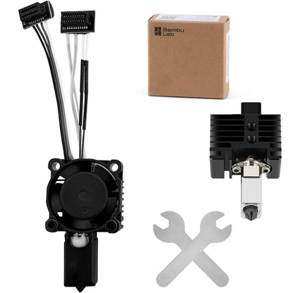 Original Bambuu Lab X1C, X1E Hotend Complete Kit All-in-one Hardened Steel 0.4mm Nozzle, Cooling Fan&Heating Block for X1 Series 3D Printer Extruder Heating Block Replacement