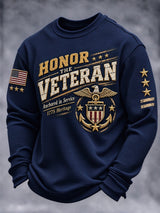 Men's Veteran-Print Casual Sweatshirt