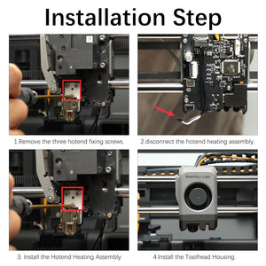 Original P2S Hotend Heating Assembly Kit for Bambu Lab P2S 3D Printers, P2S Hotend Heating Component Quick-Change with Heater Cartridge & Thermistor, Base Clip 3D Printer P2S Accessories