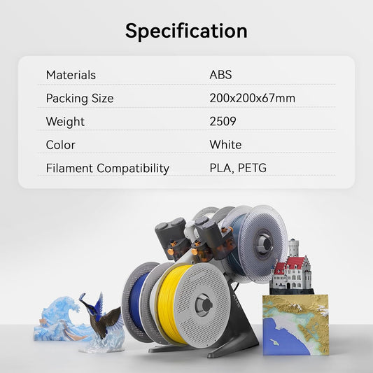 Original Bamboo Filament Reusable Spool, Low-Temp Environment ≤ 70°C for PLA PETG, White, Compatible with Bambu Lab A1/A1 mini/X1/X1C/X1E/X2C/P1P/P1S/P2S /H2S/H2D/H2D Pro/H2C 3D Printers