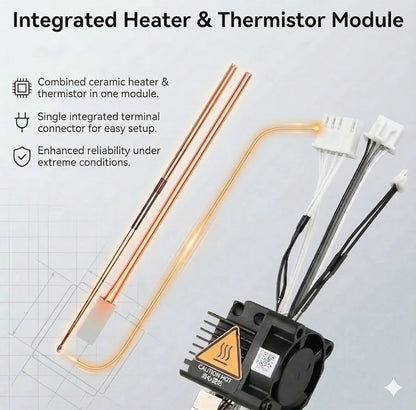 Original Bambuu Lab X1C, X1E Hotend Complete Kit All-in-one Hardened Steel 0.4mm Nozzle, Cooling Fan&Heating Block for X1 Series 3D Printer Extruder Heating Block Replacement