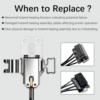 Original P2S Hotend Heating Assembly Kit for Bambu Lab P2S 3D Printers, P2S Hotend Heating Component Quick-Change with Heater Cartridge & Thermistor, Base Clip 3D Printer P2S Accessories