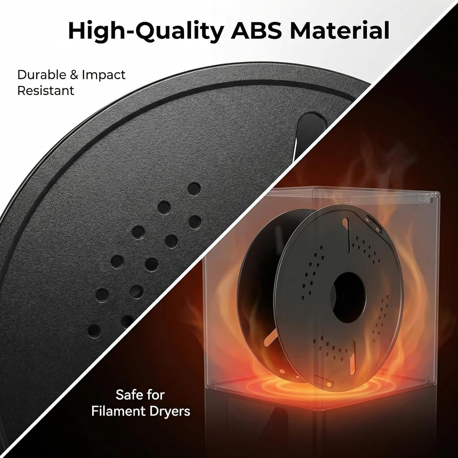 Reusable 3D Printer Filament Spool, Black, Heat Resistant Up to 90°C, Compatible with Bambu Lab A1/A1 Mini/X1/X1C/X1E/X2C/P1P/P1S/P2S/H2 Series