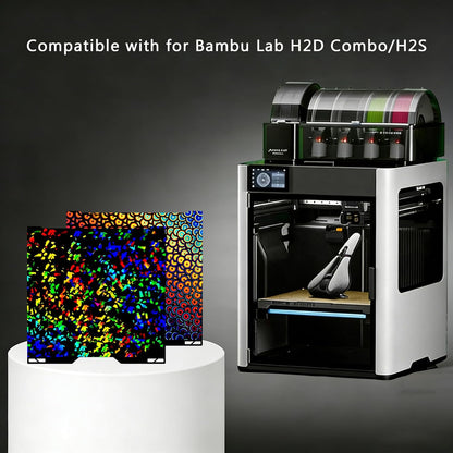 Build Plate for Bambu Lab H2D H2S: Smooth Platform Print Bed PEI Sheet for H2D Combo/H2S 3D Printer, Double Sided Flexible Spring Steel Build Plate for 3D Printing Hobbyist, 355x346mm