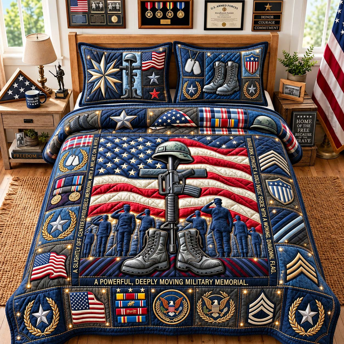 Fallen Heroes Memorial 3-Piece Quilted Bedding Set GFTONTD3620