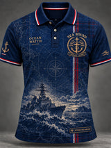 Men's Vintage Veterans Art Print Polo Shirt