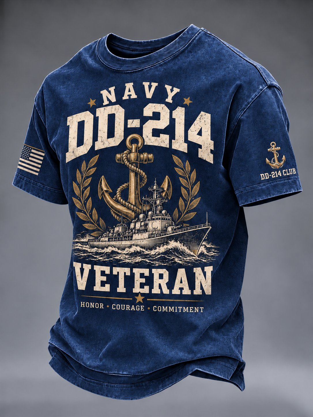 Men's  U.S. Navy Veteran  Printed Short Sleeves T-Shirt