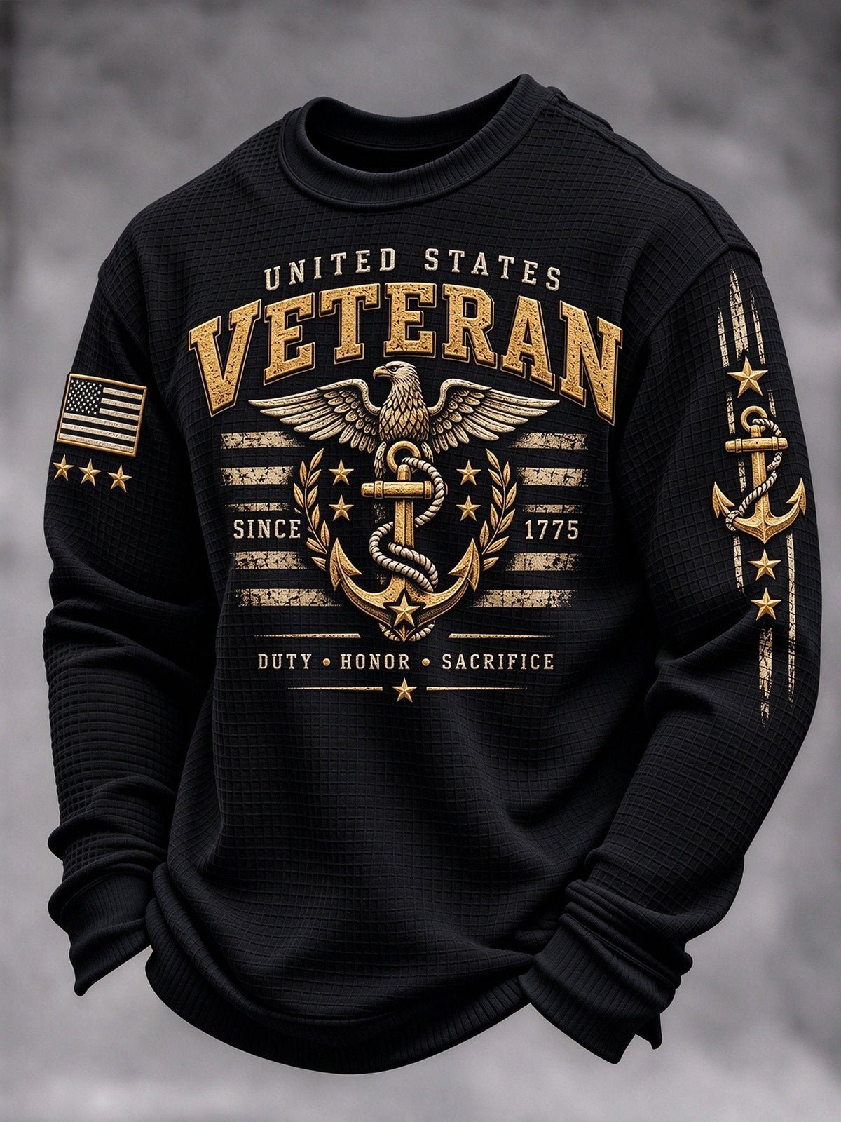 Men's Veteran-Print Casual Sweatshirt